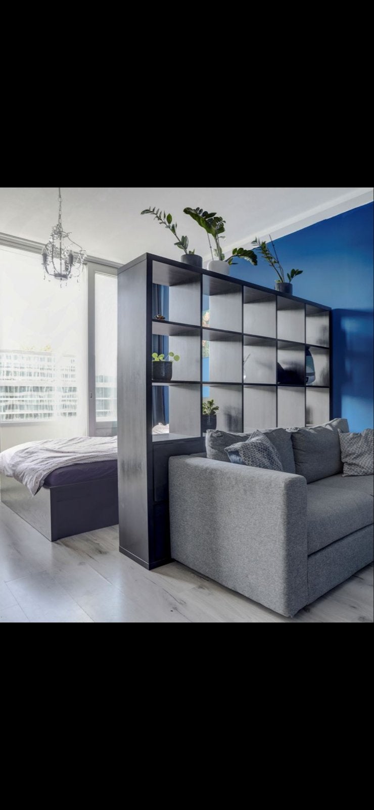 IKEA Kallax roomdivider zwartbruin, Ophalen, Met plank(en), Gebruikt, 150 tot 200 cm