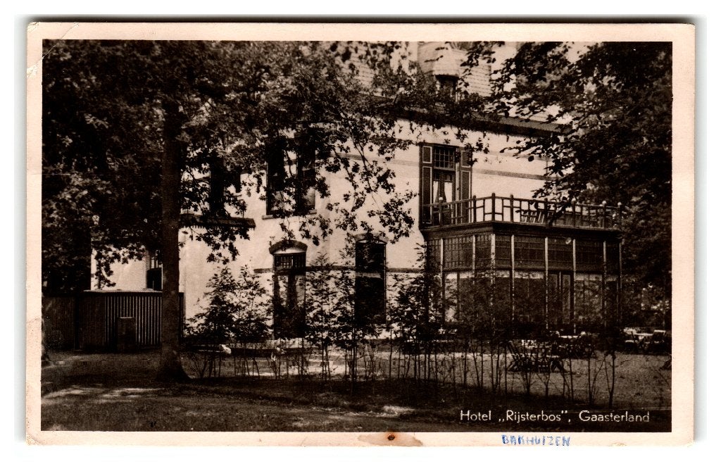 Bakhuizen, Hotel "Rijsterbos" - Gaasterland, Verzenden, 1940 tot 1960, Gelopen, Friesland