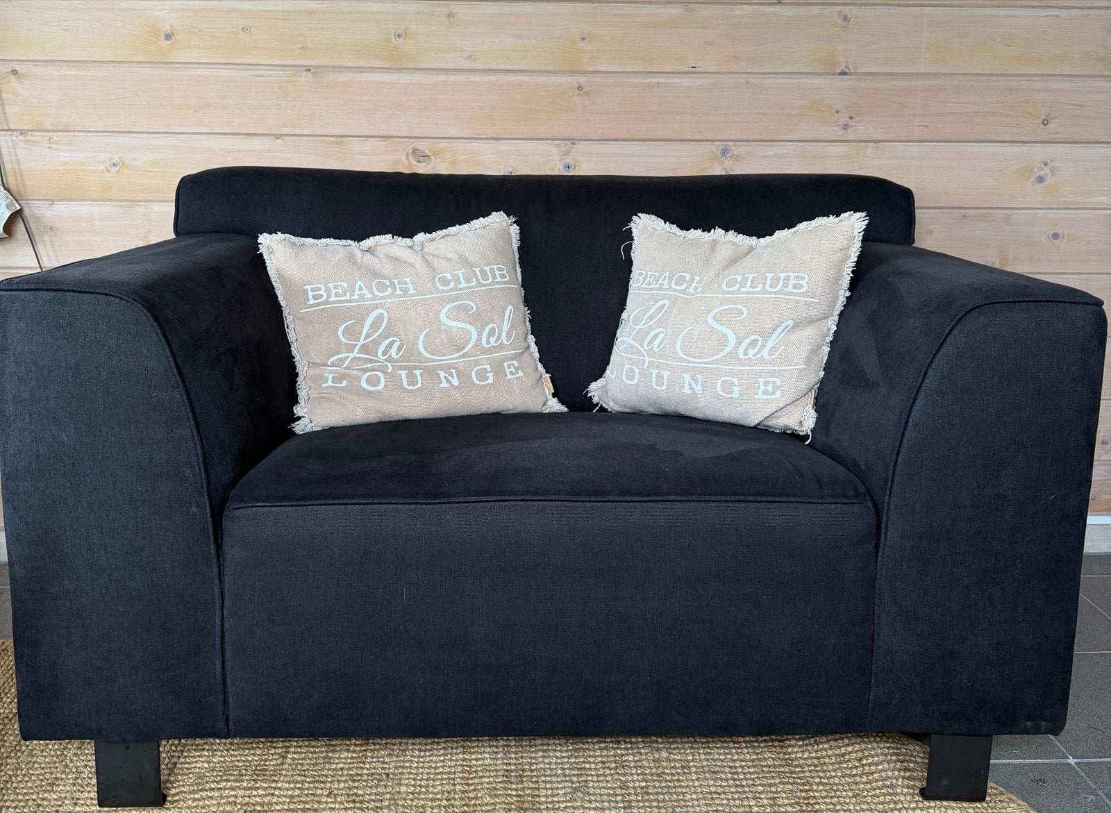 Zwarte loveseat - Heerlijk comfortabel, Ophalen, Gebruikt, Tweepersoons, 75 tot 100 cm