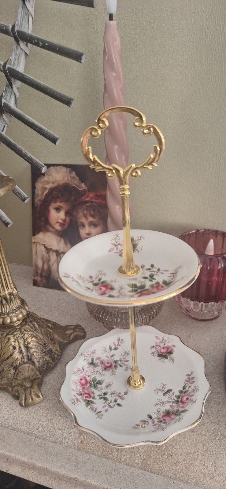 Royal Albert Lavender Rose mini etagere handmade €22,50, Ophalen of Verzenden, Zo goed als nieuw, Etagère, Steen/keramiek