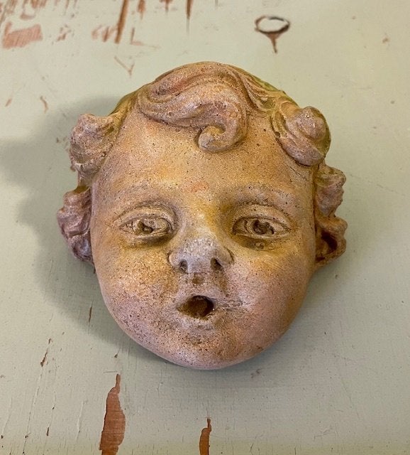 Franse muurdecoratie betonnen meisjeshoofd kinderkopje, Ophalen of Verzenden, Zo goed als nieuw