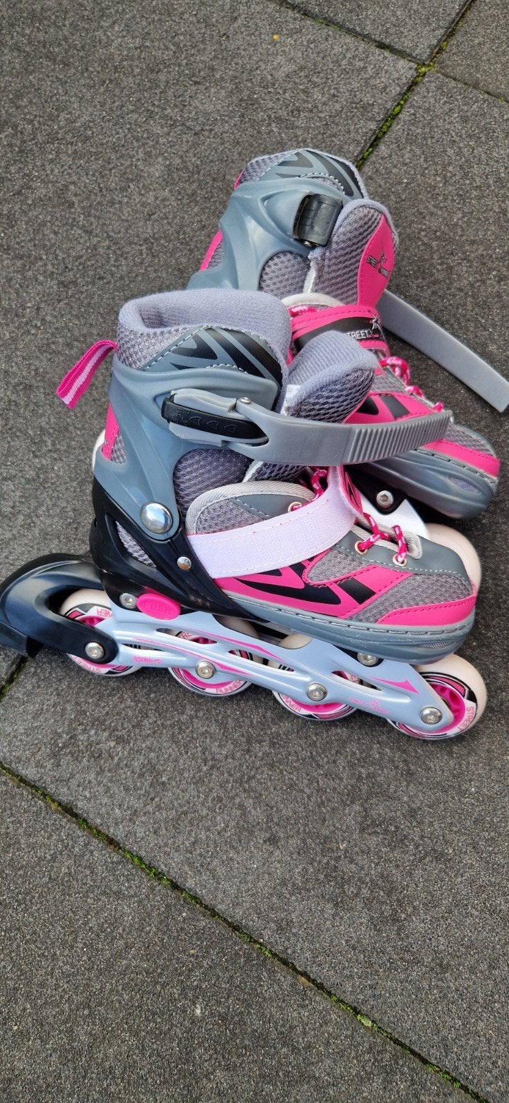 Verstelbare inline skates roze/grijs - Maat 31-34, Ophalen, Verstelbaar, Zo goed als nieuw, Kinderen