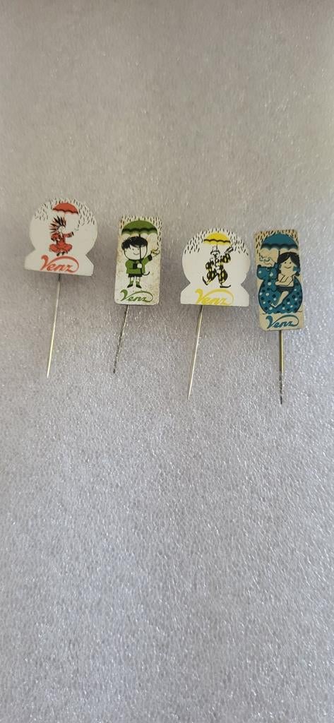 Vintage Venz hagelslag speldjes - set van 4, Ophalen of Verzenden, Gebruikt, Merk, Speldje of Pin