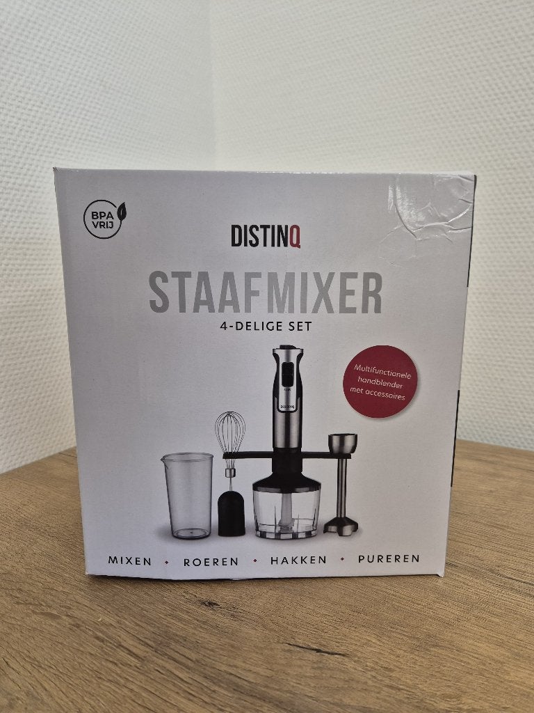 DistinQ Staafmixer set - 4-delig - 800W - Garde & maatberker, 3 snelheden of meer, Ophalen of Verzenden, Zo goed als nieuw, Info@semacobv.nl
