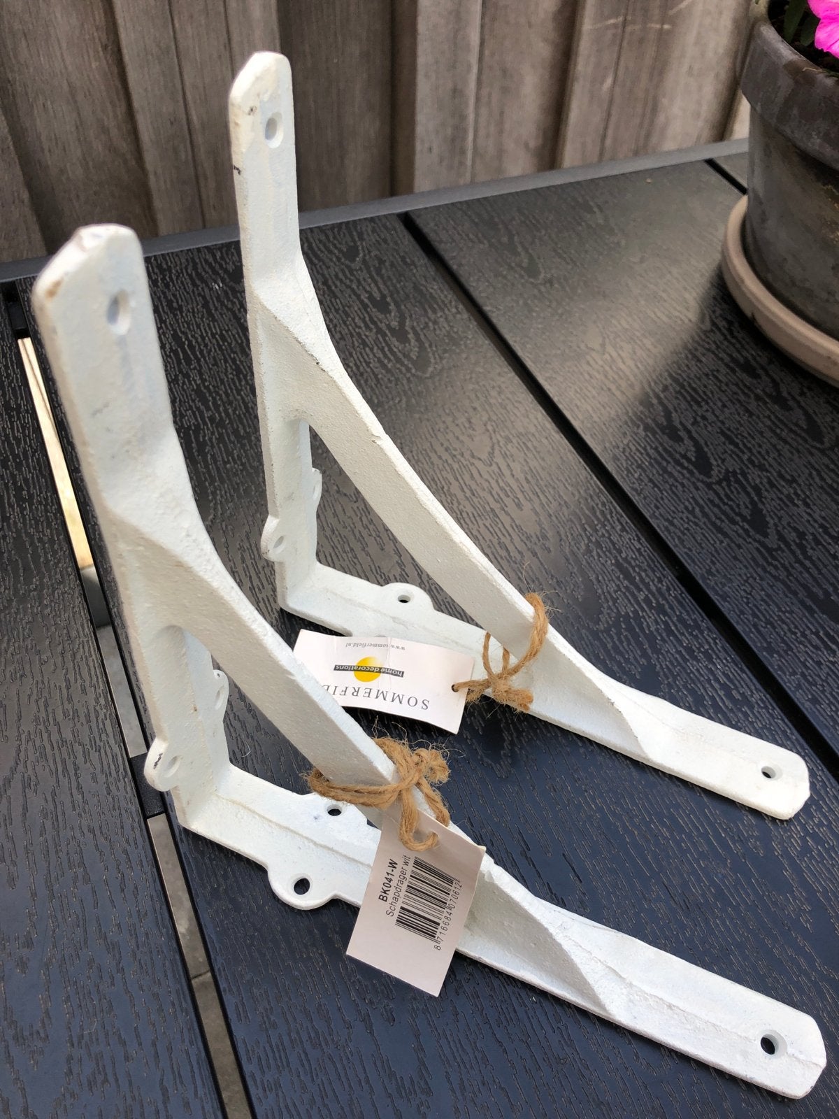 Set van 2 witte metalen plankdrager schapdragers boekenplank, Huis en Inrichting, Nieuw, Ophalen of Verzenden, Landelijk, Metaal