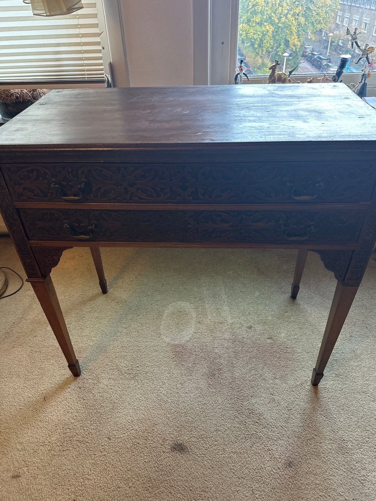 Antieke/Vintage Lowboy Wandtafel met Lades, Ophalen of Verzenden