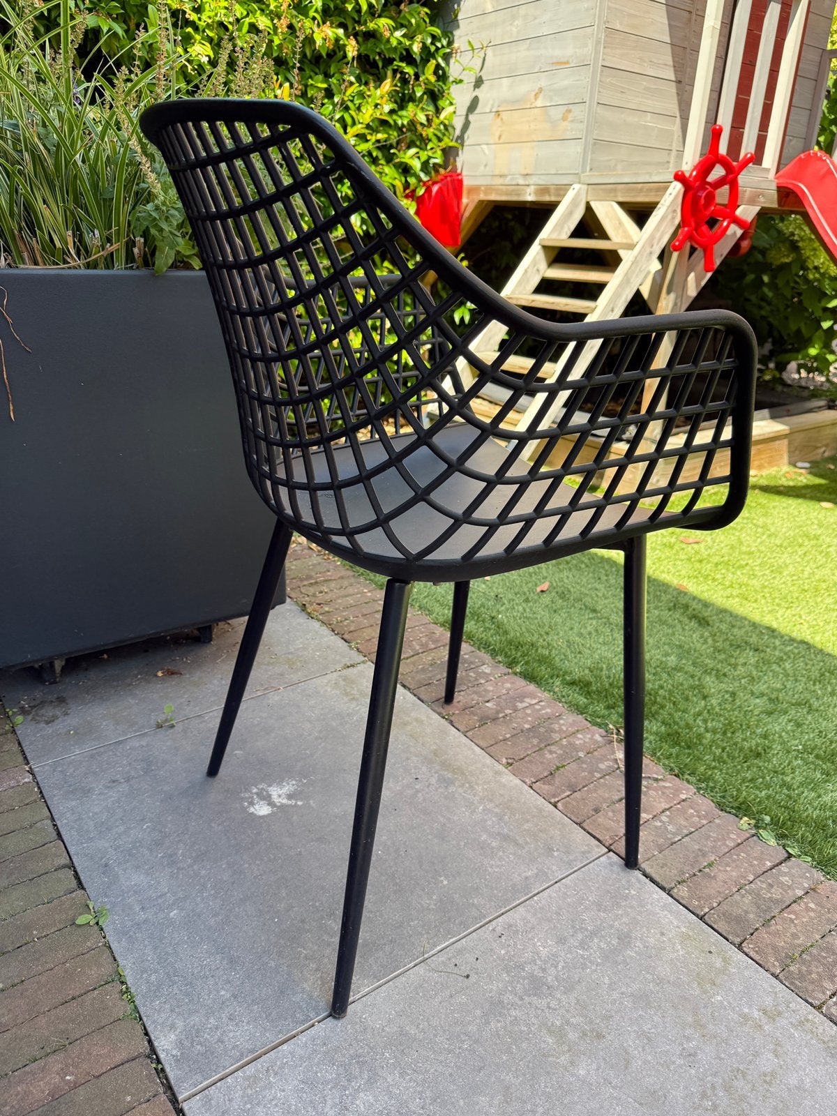 Tuinstoel zwart kwantum 8st, Tuin en Terras, Tuinstoelen, Ophalen, Zo goed als nieuw, Kunststof
