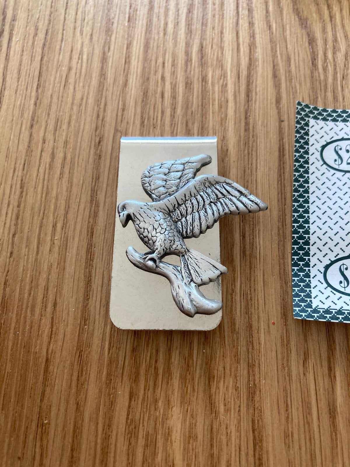 Tinnen geldclip/dollarclip met adelaar, Verzamelen, Ophalen of Verzenden, Zo goed als nieuw, Transport