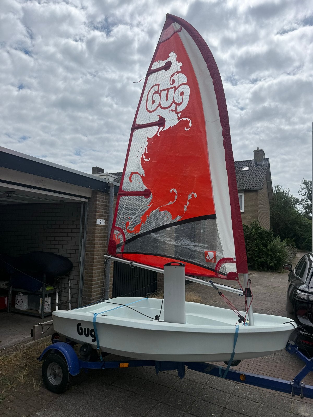 Bug zeilboot inclusief aanhanger, Ophalen, Gebruikt, Inclusief trailer, Polyester