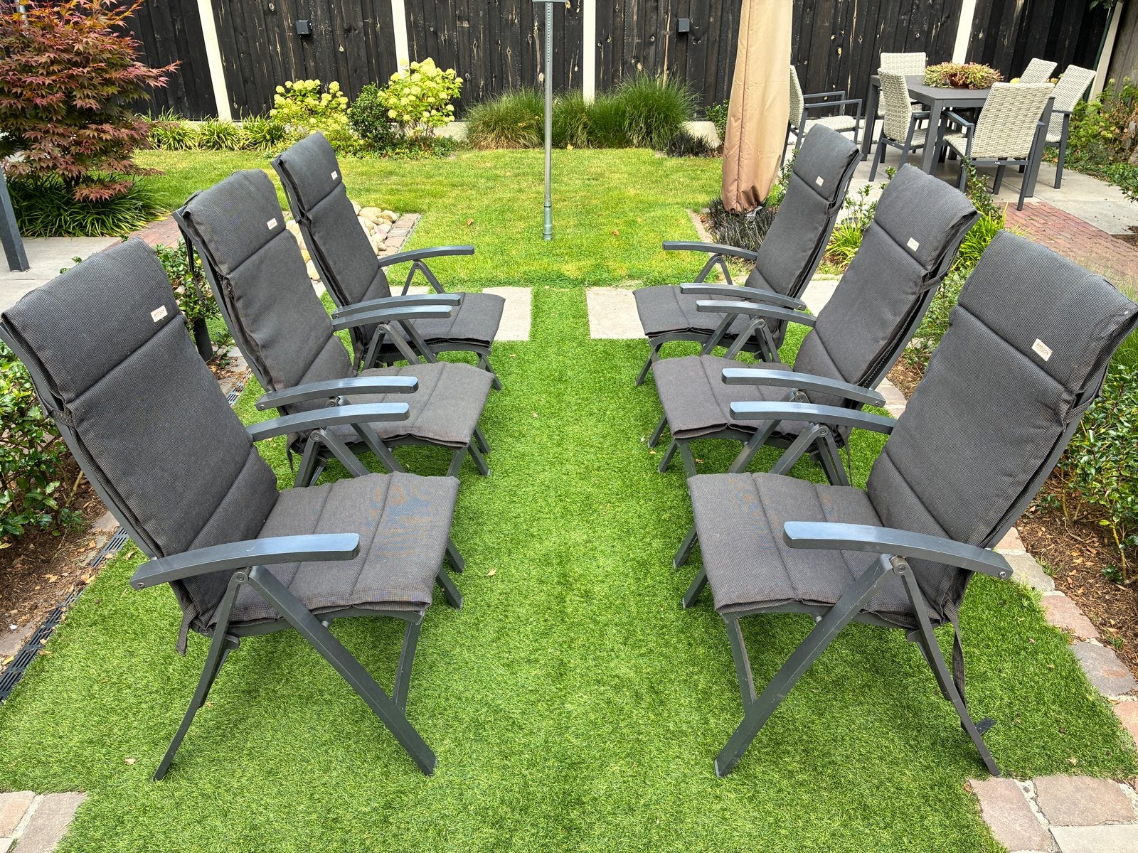 6x aluminium tuinstoel Bellagio standenstoelen, Tuin en Terras, Ophalen, Gebruikt, Aluminium, Verstelbaar