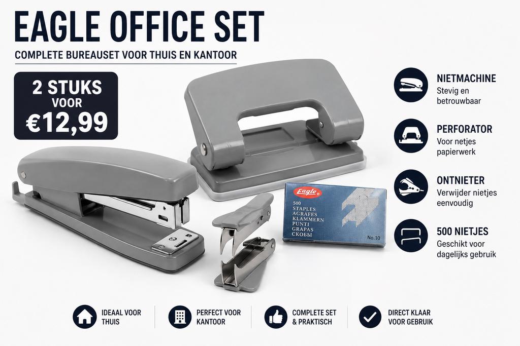 2 Stuks Eagle Office Set 500 Nietjes – Grijs, Verzenden, Nieuw, Overige typen