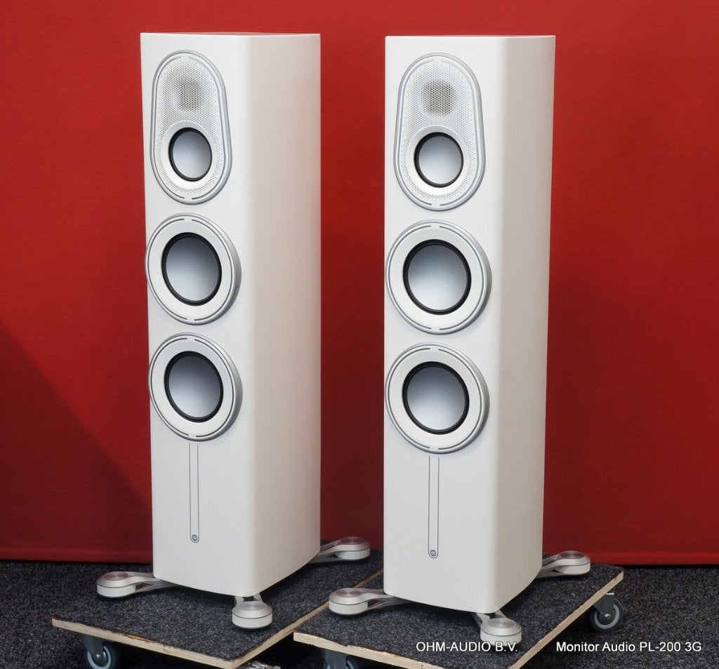Monitor Audio PL200 3G, Satin White, 3-Weg Luidspreker, Vloerstaande luidspreker, Ophalen of Verzenden, Zo goed als nieuw, Monitor Audio