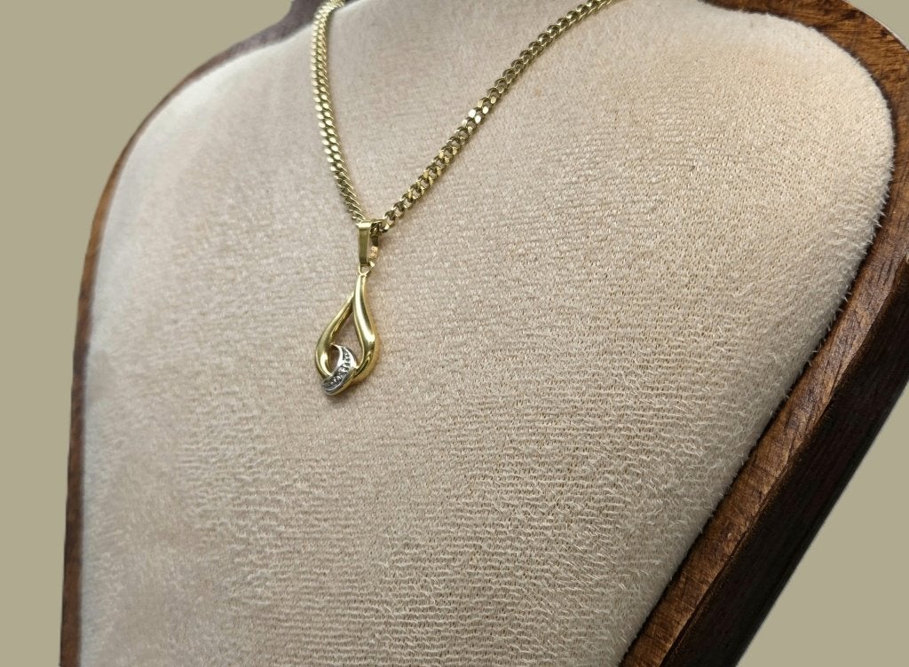 Vintage gouden bi-color cliphanger met diamant. 2026/575, Overige voorstellingen, ., Ophalen of Verzenden, Zo goed als nieuw