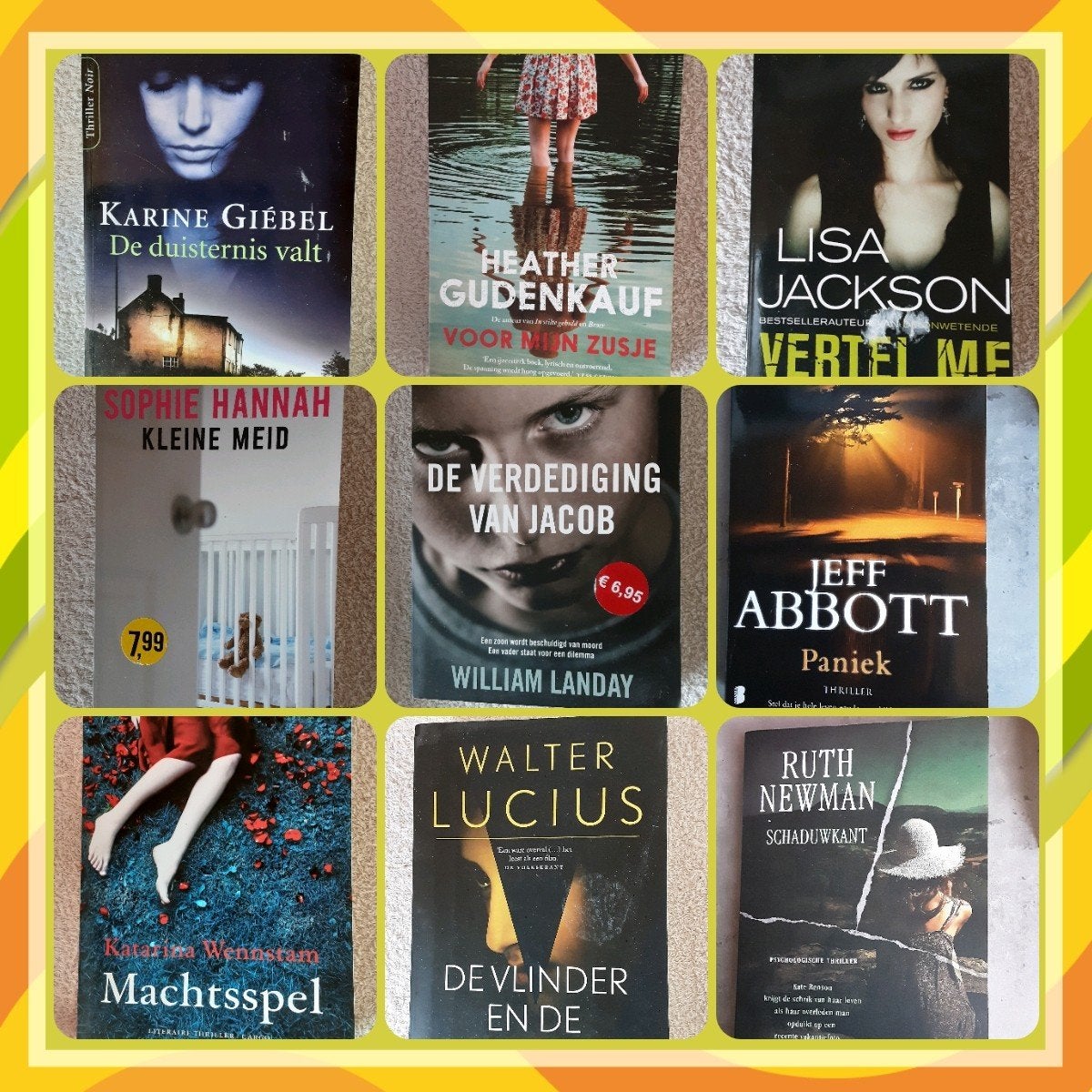 Set van 9 Spannende thrillers, Boeken, Thrillers, Ophalen of Verzenden, Gelezen, Karine Giebel, Jeff Abbott, Ruth Newman, Nederland