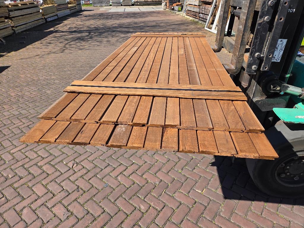 5.5 m2 Hardhout Rabat - Fijnbezaagd - nr: HP53, Ophalen, Planken, Nieuw, Hardhout