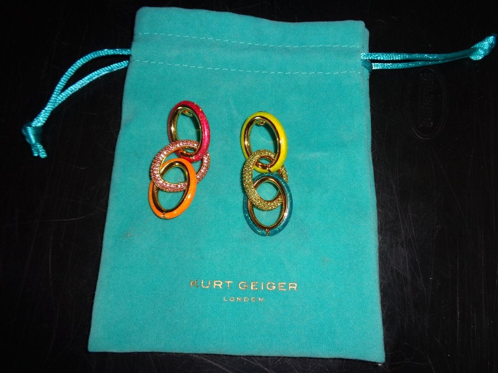 Rainbow Chain oorstekers met kiristal van Kurt Geiger, nieuw, Ophalen of Verzenden, Nieuw, Zilver, Overige materialen