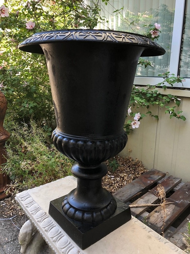 Zware gietijzeren plantenbak-vaas voor buiten-zwart, Tuin en Terras, Ophalen of Verzenden, ., ., .