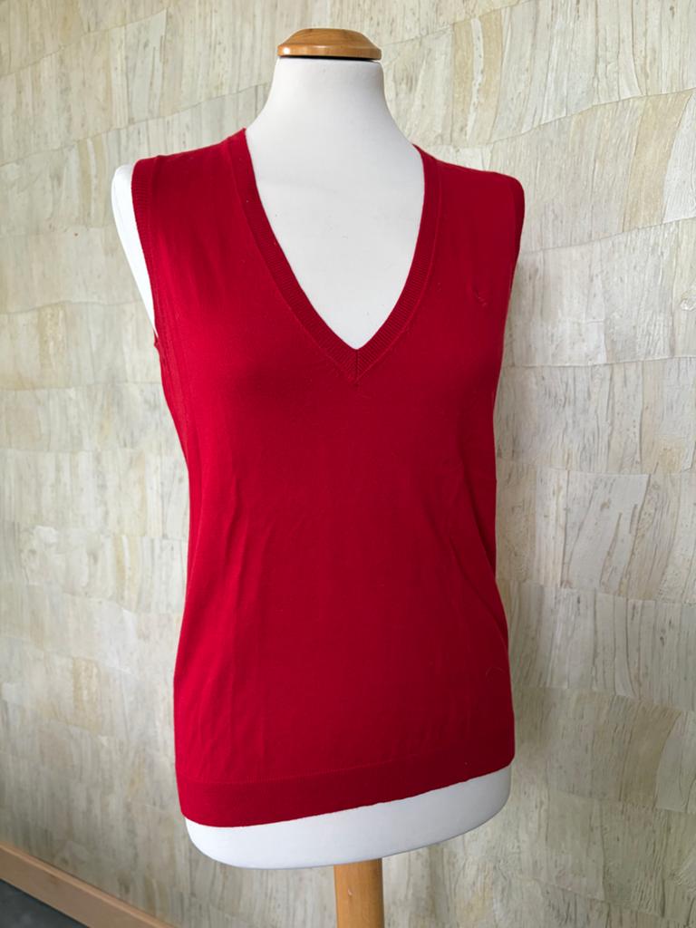 Rode mouwloze trui met V-hals, Kleding | Dames, Truien en Vesten, Ophalen of Verzenden, Zo goed als nieuw, Maat 36 (S), Rood