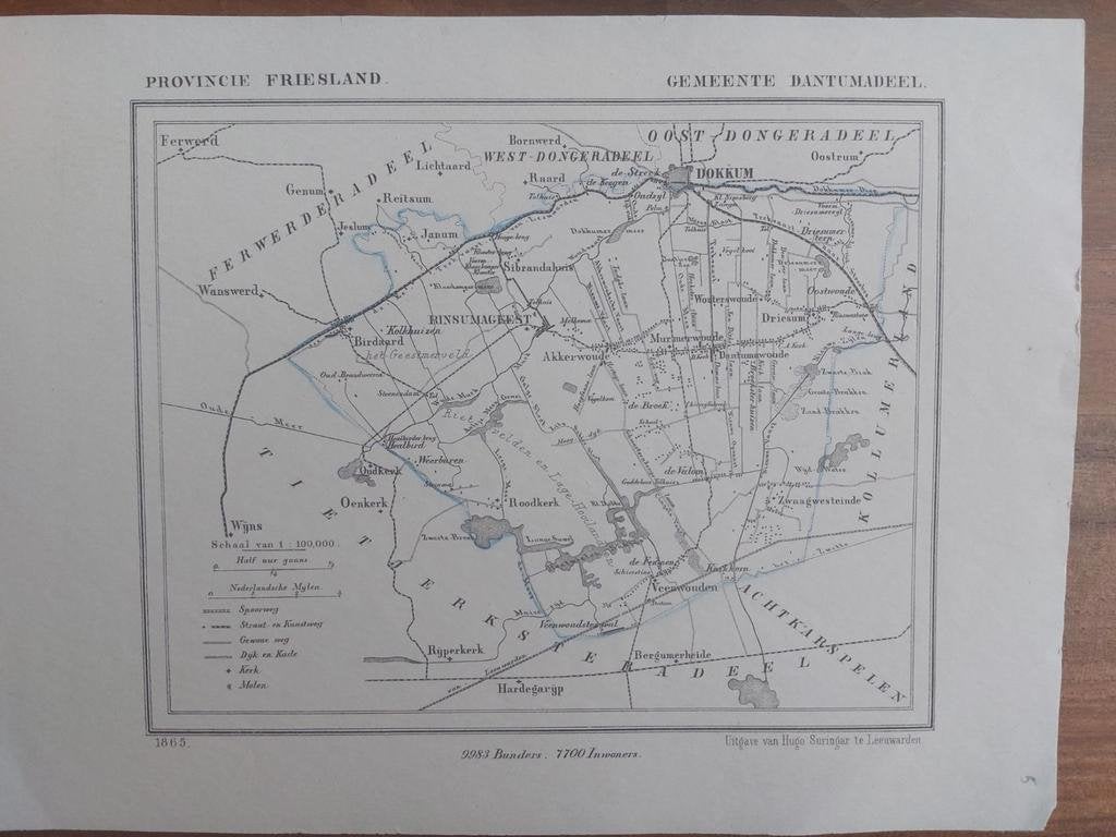 5 / Dantumadeel Dokkum Rinsumageest van J. Kuyper uit 1865, Ophalen of Verzenden
