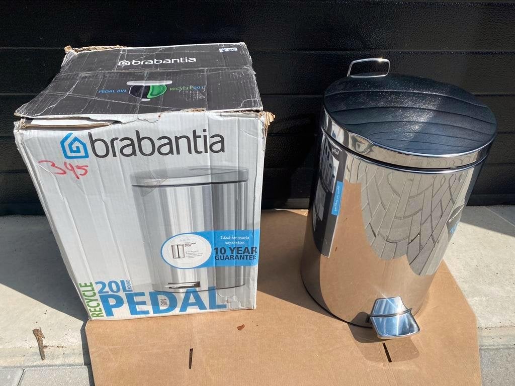 Pedaalemmer 20 liter met GF-bakje brilliant steel nieuw, Met pedaal, Nieuw, Ophalen of Verzenden, 20 tot 30 liter