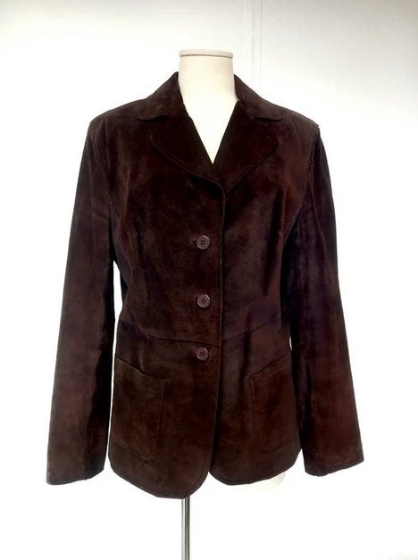 Bruin suede colbert jasje / blazer van de Bijenkorf maat 42, Maat 38/40 (M), Bruin, De Bijenkorf, Nieuw