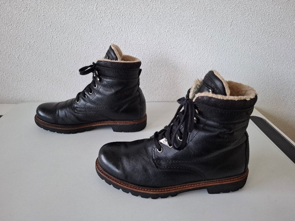 Panama Jack maat 38 warme zwarte leren veter laarzen boots, Verzenden, Zwart, Lage of Enkellaarzen, Panama Jack