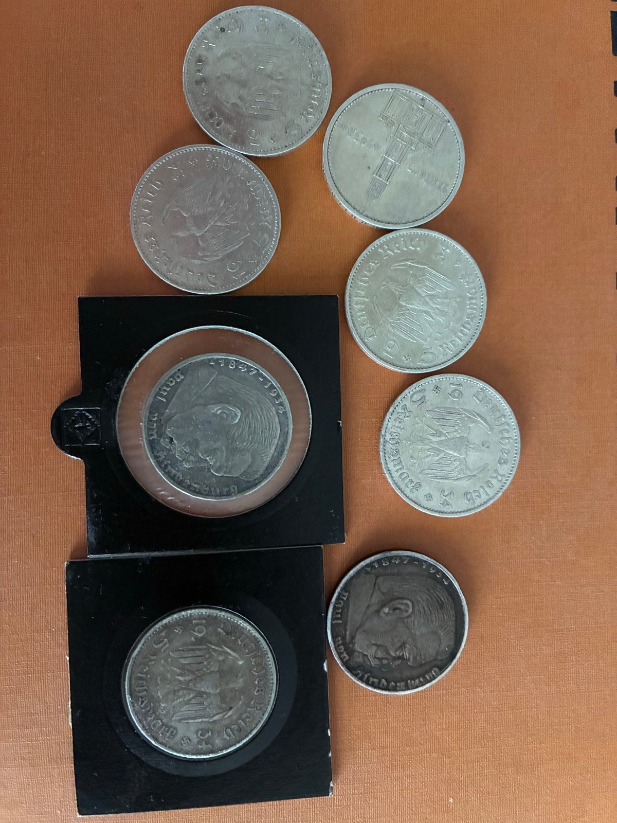 8x 5 Reichsmark munten uit het Derde Rijk, Ophalen of Verzenden, Setje, Zilver