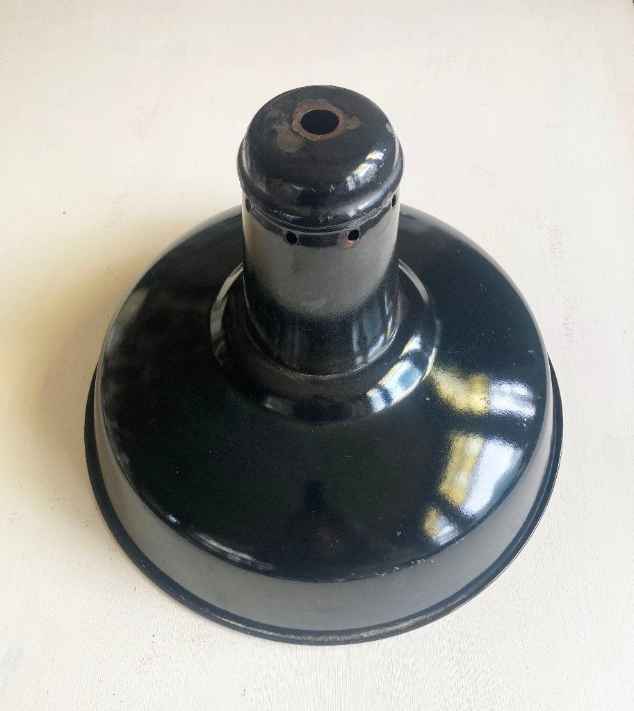 3 oude industrielampen emaille, Huis en Inrichting, Lampen | Hanglampen, Ophalen of Verzenden, Gebruikt, Minder dan 50 cm