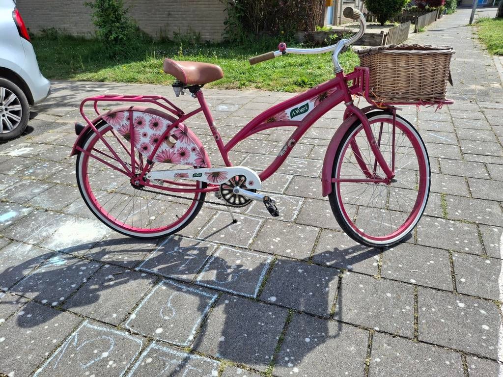Roze meisjesfiets met mandje - Zo goed als nieuw, Fietsen en Brommers, Terugtraprem, Zo goed als nieuw, Minder dan 47 cm, Ophalen