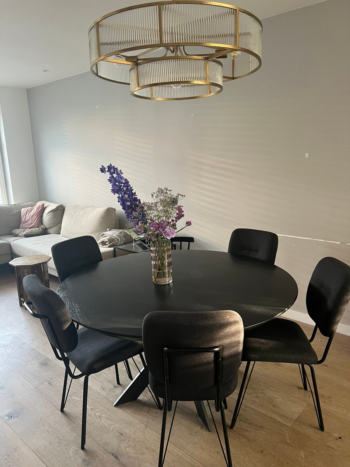 Eiken tafel met stoelen, Ophalen of Verzenden, Gebruikt, Rechthoekig, 50 tot 100 cm