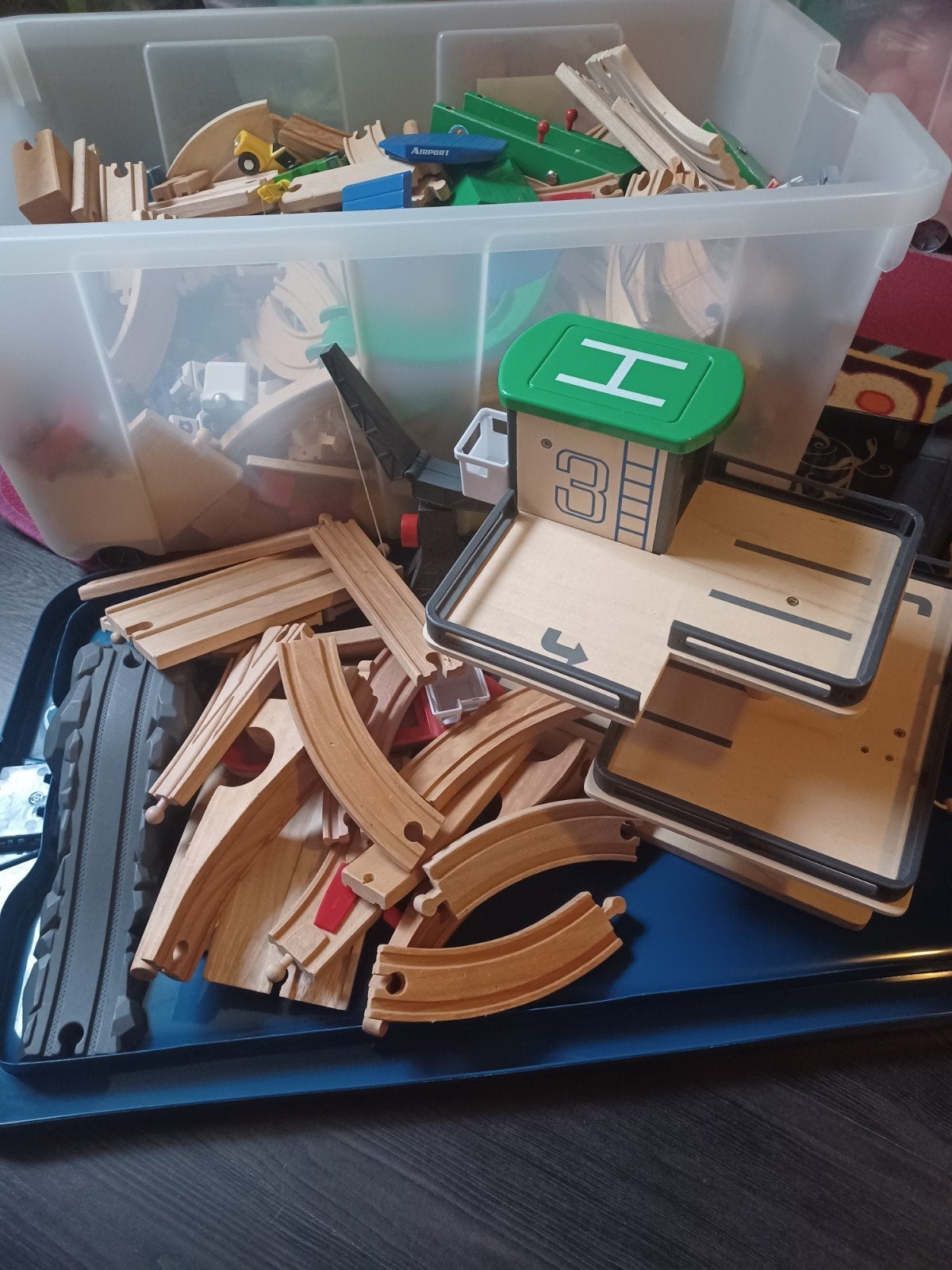 Grote set houten treinbaan met toebehoren, Kinderen en Baby's, Ophalen, Zo goed als nieuw