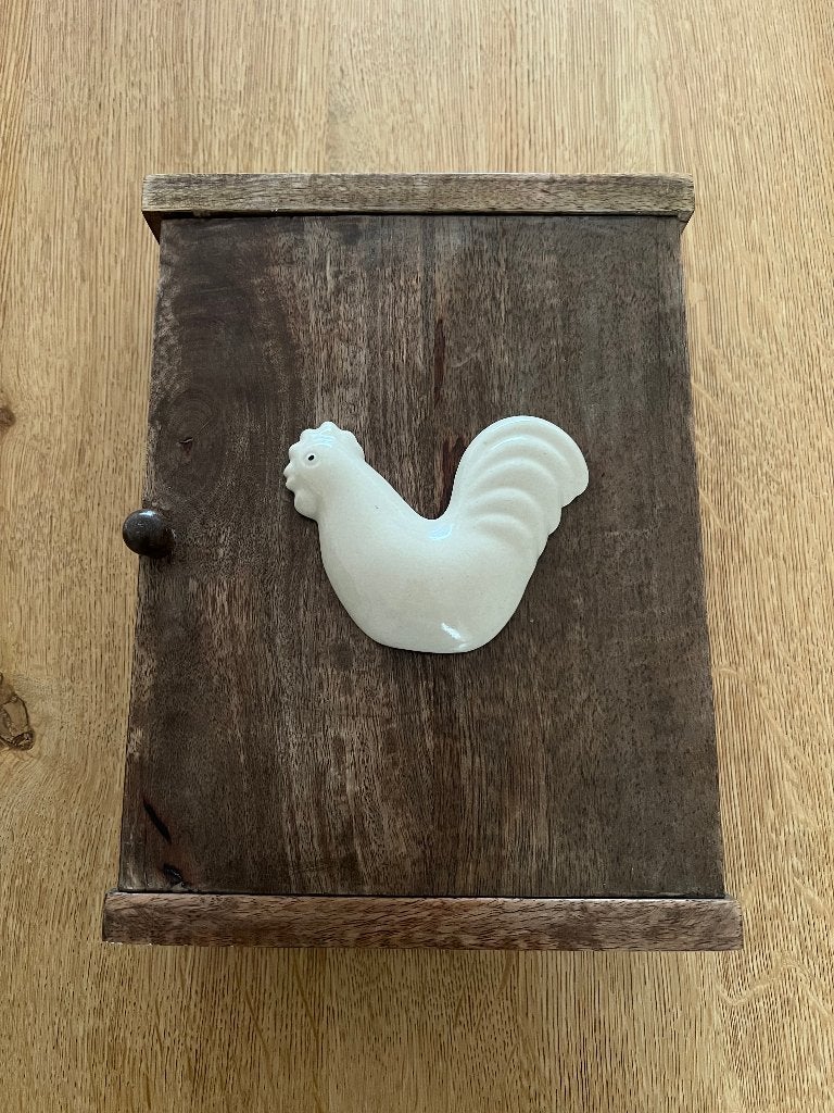 Landelijk houten sleutelkastje keramische haan kippen serie, Hout, Verzenden, Nieuw, Landelijk