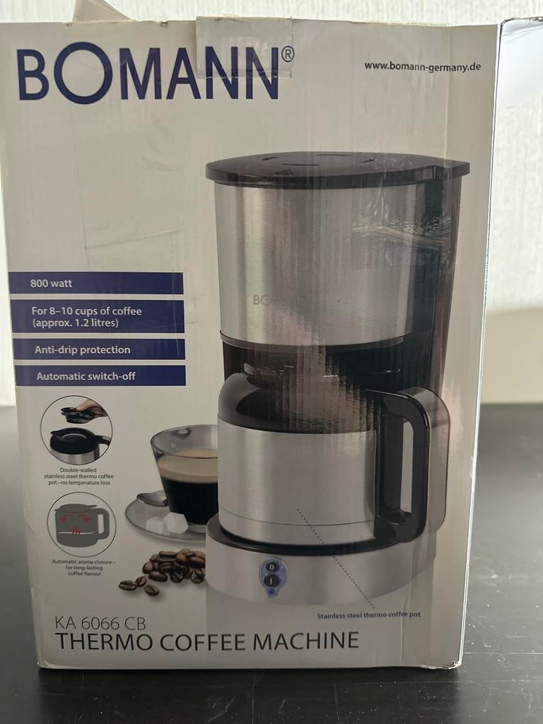 BOMANN KA 6066 CB Thermo Koffiemachine - Nieuw in doos, ., 10 kopjes of meer, Gemalen koffie, Ophalen of Verzenden