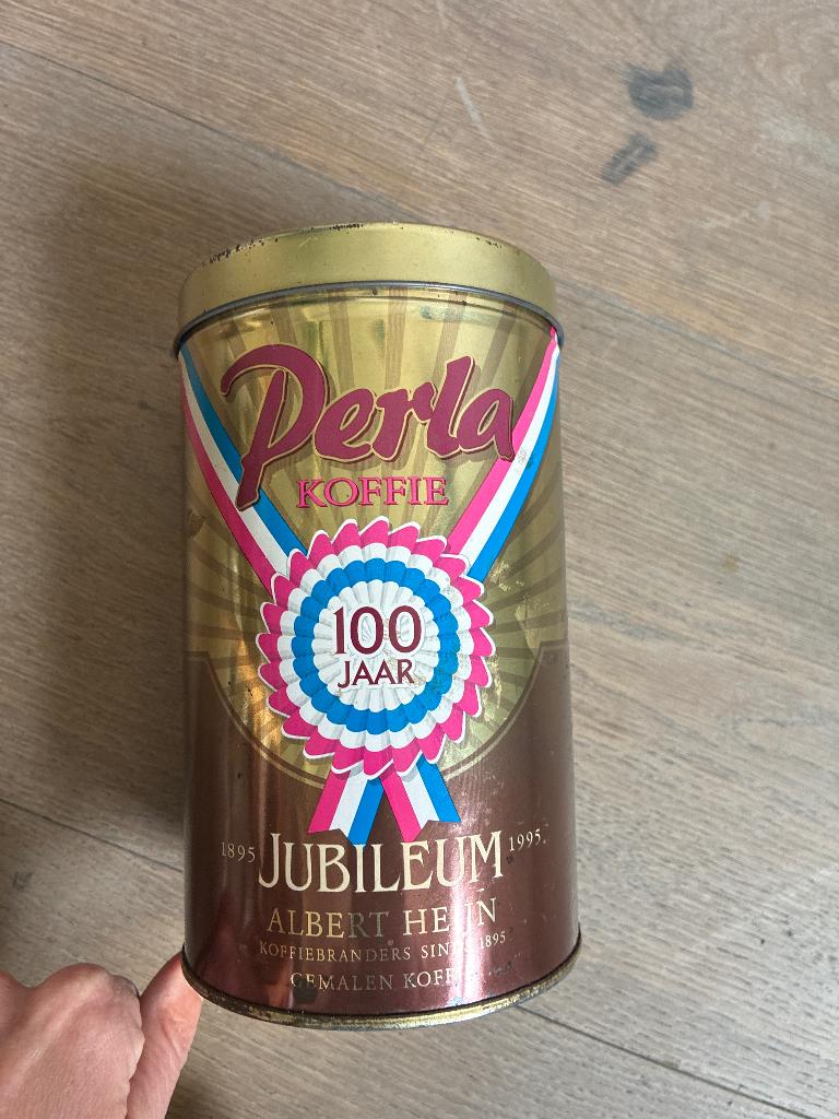 Perla koffiebus koffieblik 100 jaar jubileum, Ophalen of Verzenden