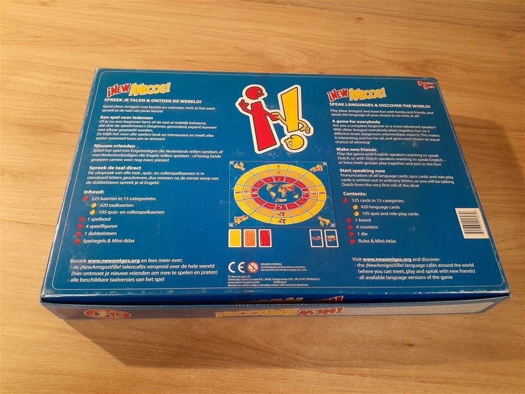 New Amigos - Het talenspel - Engels - Nederlands - s5862, Hobby en Vrije tijd, Gezelschapsspellen | Bordspellen, Verzenden, Zo goed als nieuw