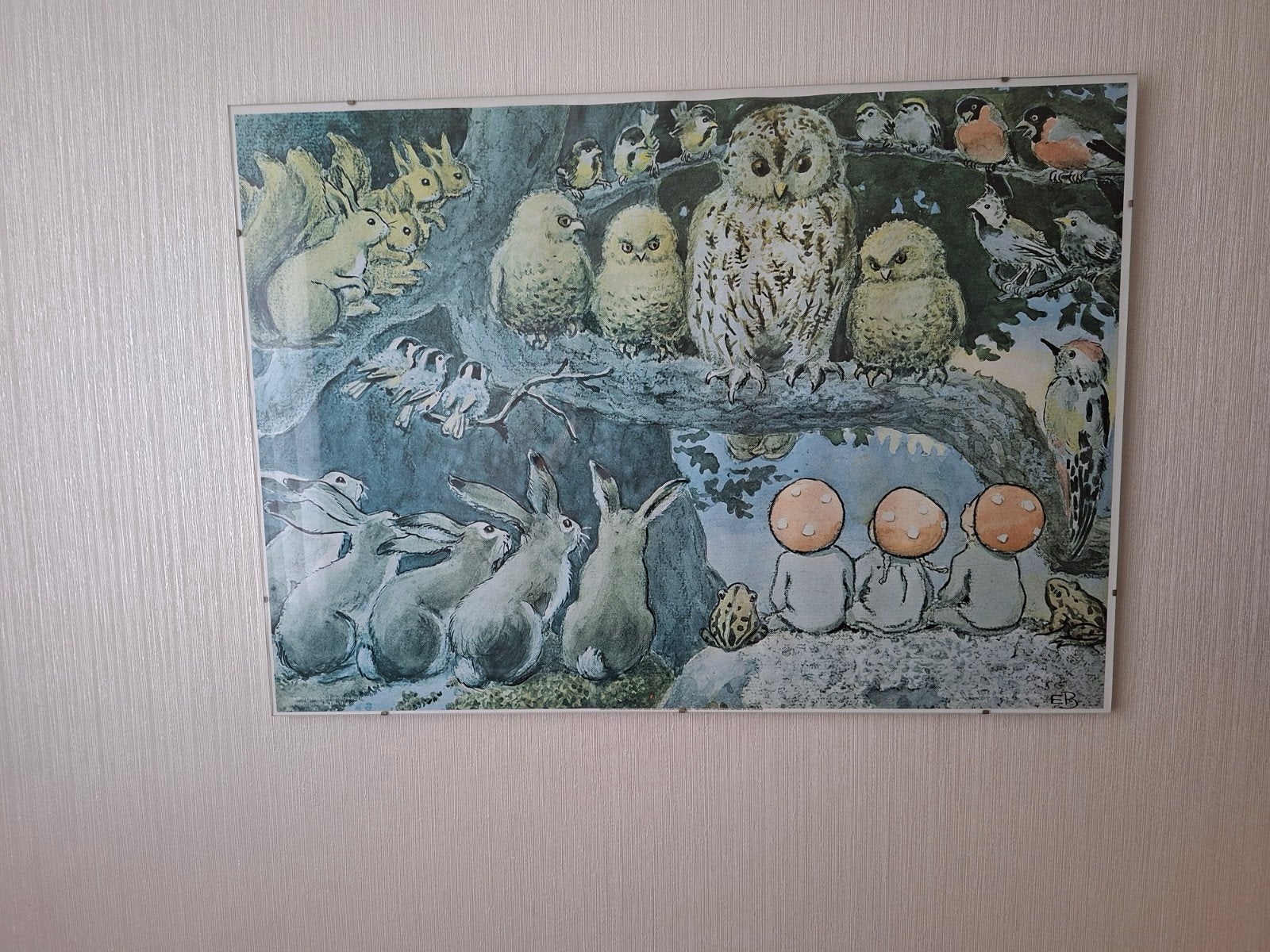Poster Elsa Beskow - Boslandschap, Ophalen of Verzenden, Gebruikt, 50 tot 75 cm, Foto of Poster
