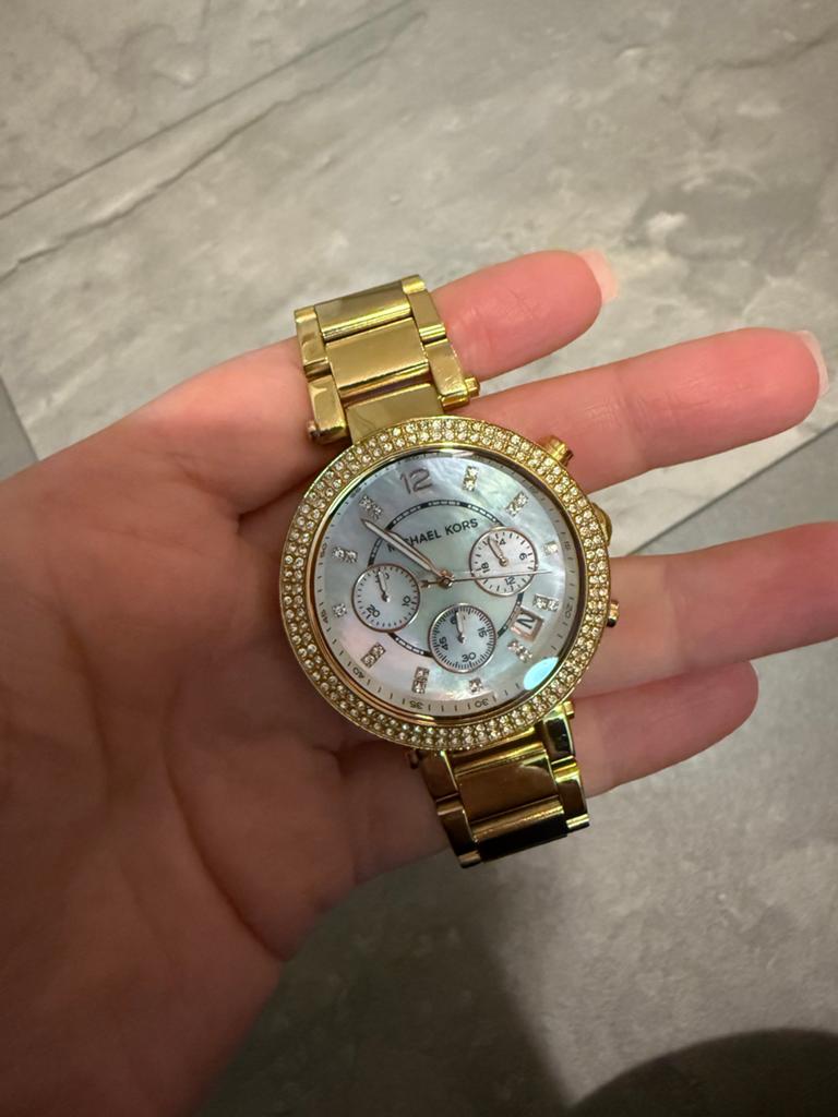 Michael Kors Dameshorloge Goudkleurig met Strass, Sieraden, Tassen en Uiterlijk, Horloges | Dames, Overige merken, Staal, Polshorloge