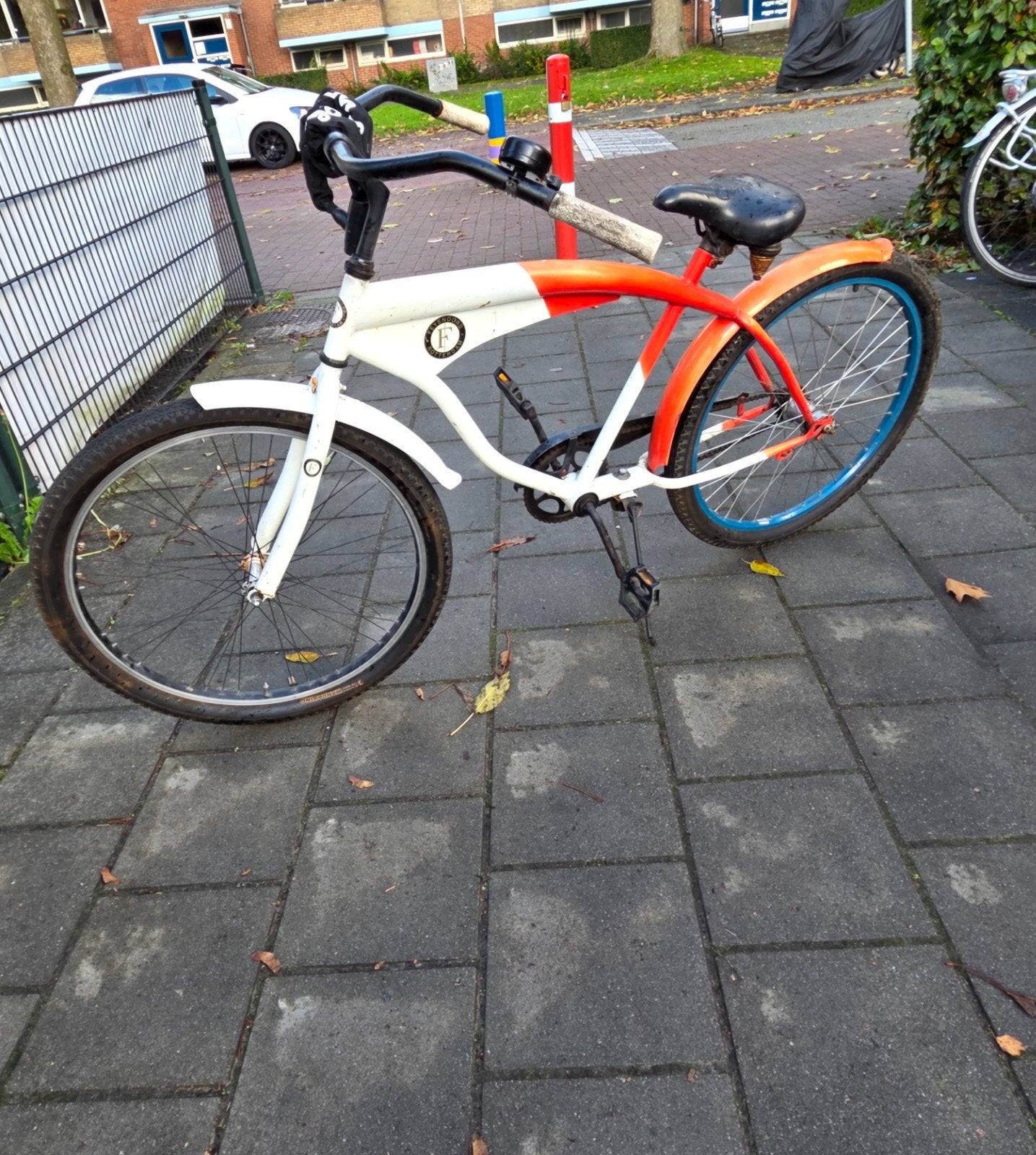 Stoer, mooie kleur ,zeer sterke  Feyenoord herenfiets  oran, Overige merken, Terugtraprem, Ophalen of Verzenden, Zo goed als nieuw