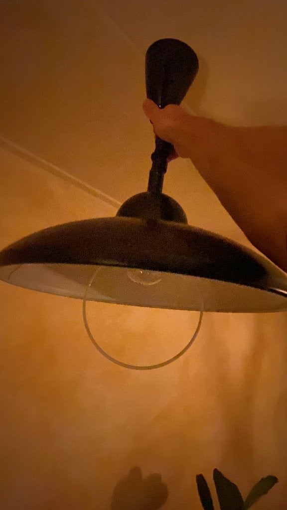 Vintage trekpendellamp | retro Space Age / Memphis Milano, Gebruikt, Vintage, Verstelbaar, Zwart