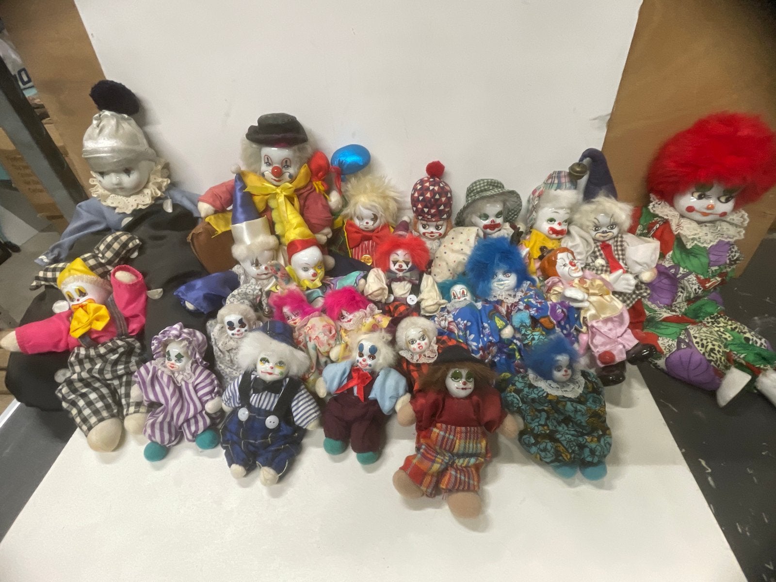 Grote collectie van 20+ vintage clown poppen, Ophalen of Verzenden, Gebruikt, Overige typen