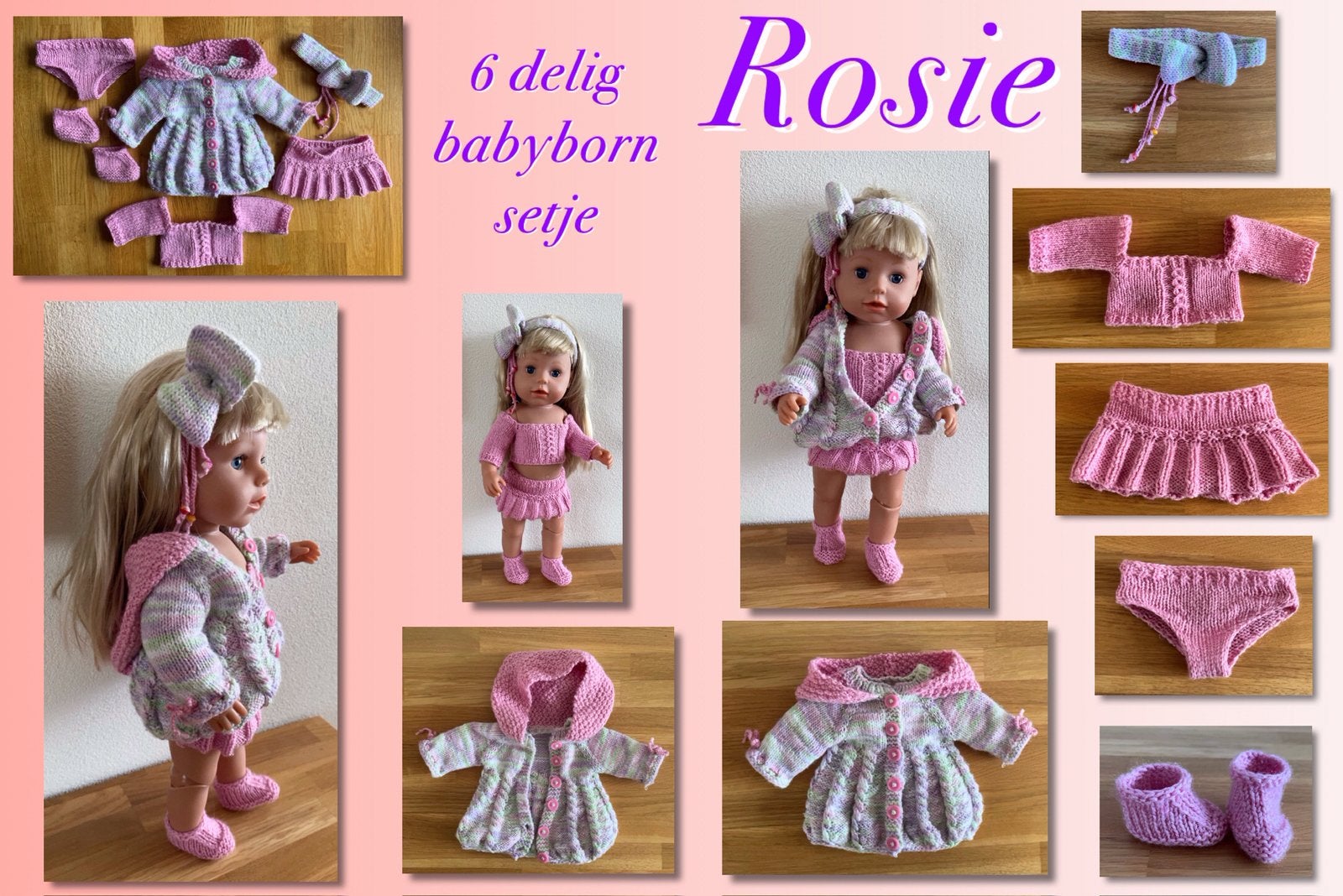 PATROON: 6 delig babyborn setje Rosie, Hobby en Vrije tijd, Ophalen of Verzenden, Nieuw