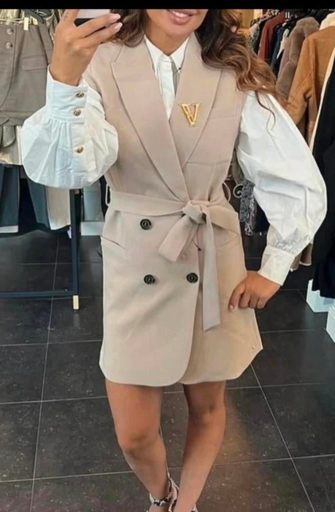 Beige JoshV, Josh V Sterrin gilet, jurkje, jurk in maat S, Beige, Nieuw, Ophalen of Verzenden, Maat 36 (S)
