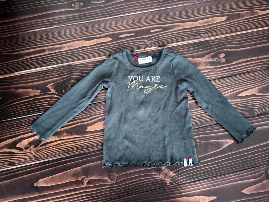 Looxs groen rib longsleeve tshirt maat 98, Ophalen of Verzenden, Zo goed als nieuw, Meisje, Shirt of Longsleeve