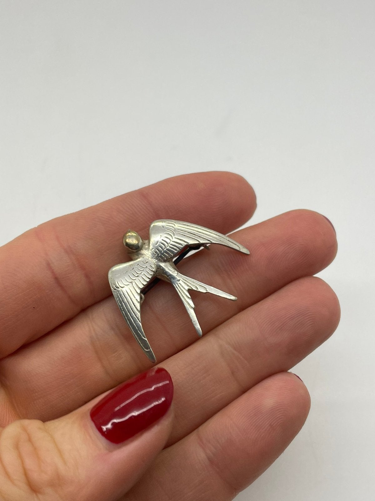 G172 Prachtige zilveren zwaluw broche, Ophalen of Verzenden, Zilver, Broche