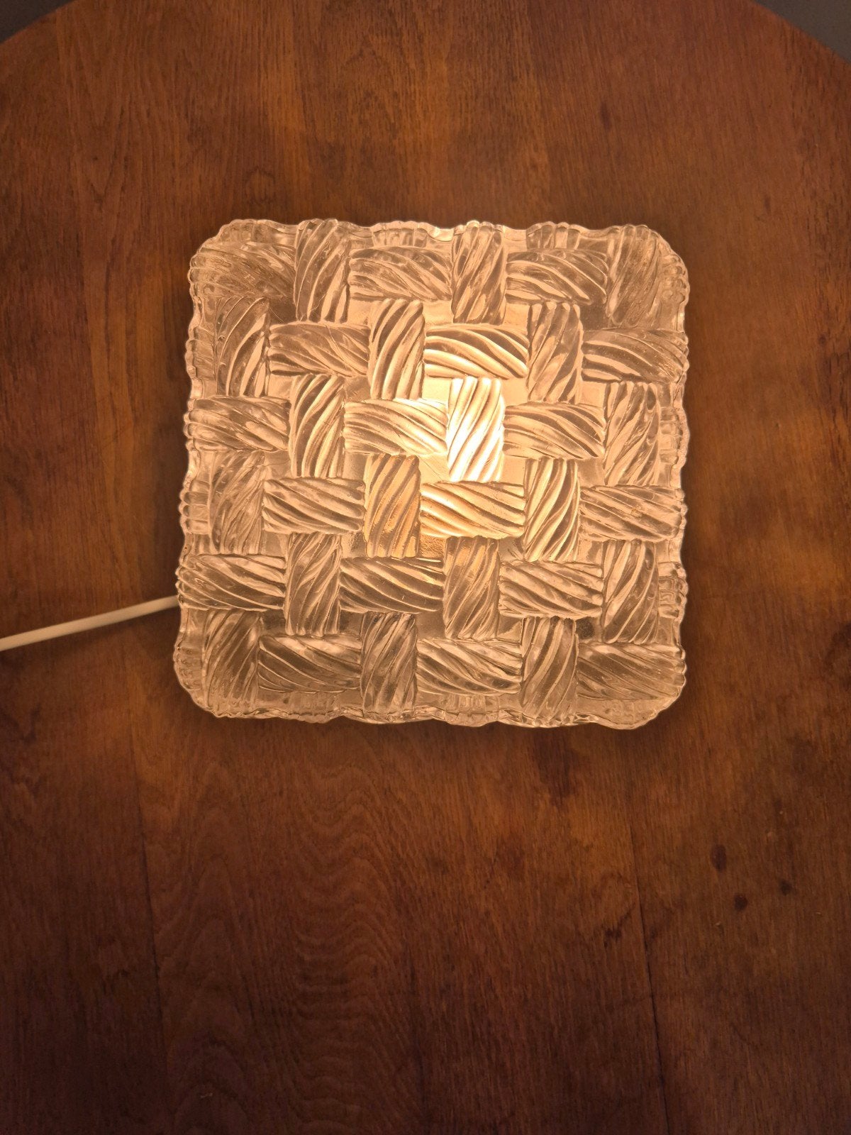 vintage glazen plafonniere weef patroon, Ophalen of Verzenden