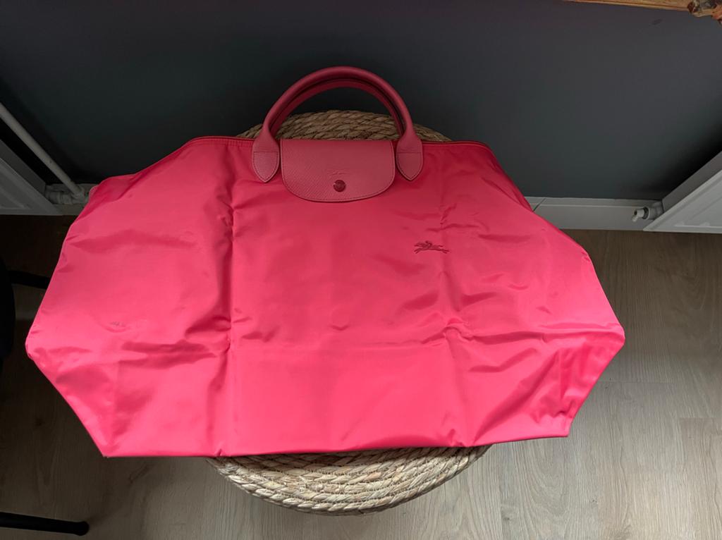 Reistas XL. Longchamp le pliage donkerroze, 30 cm of meer, Gebruikt, Ophalen of Verzenden, 60 tot 80 cm