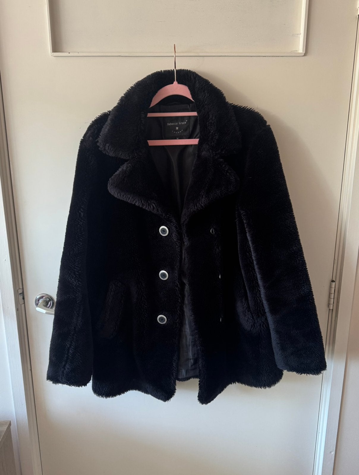 Faux fur jas / bontjas dames zwart van Rebecca Grace maat M, Ophalen of Verzenden, Gedragen, Maat 38/40 (M), Zwart