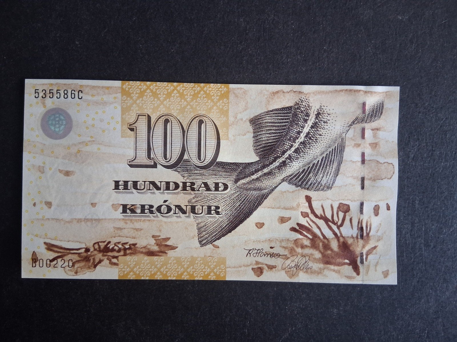 100 kronur Faeröer unc 2002, Ophalen of Verzenden, Overige landen, Los biljet