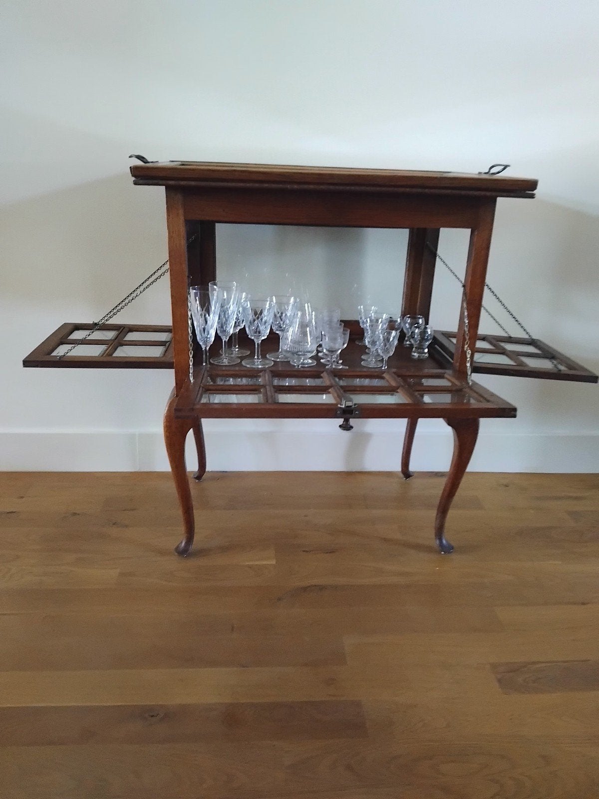 Antiek theekastje / drankenkastje met spiegelblad, Ophalen of Verzenden