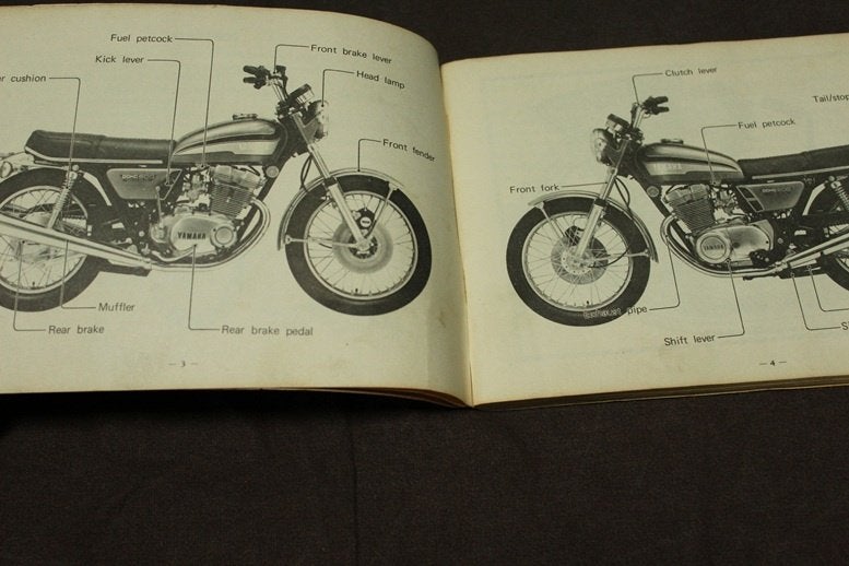 Yamaha TX500 1973 motorcycle owner's manual, Motoren, Ophalen of Verzenden, Yamaha